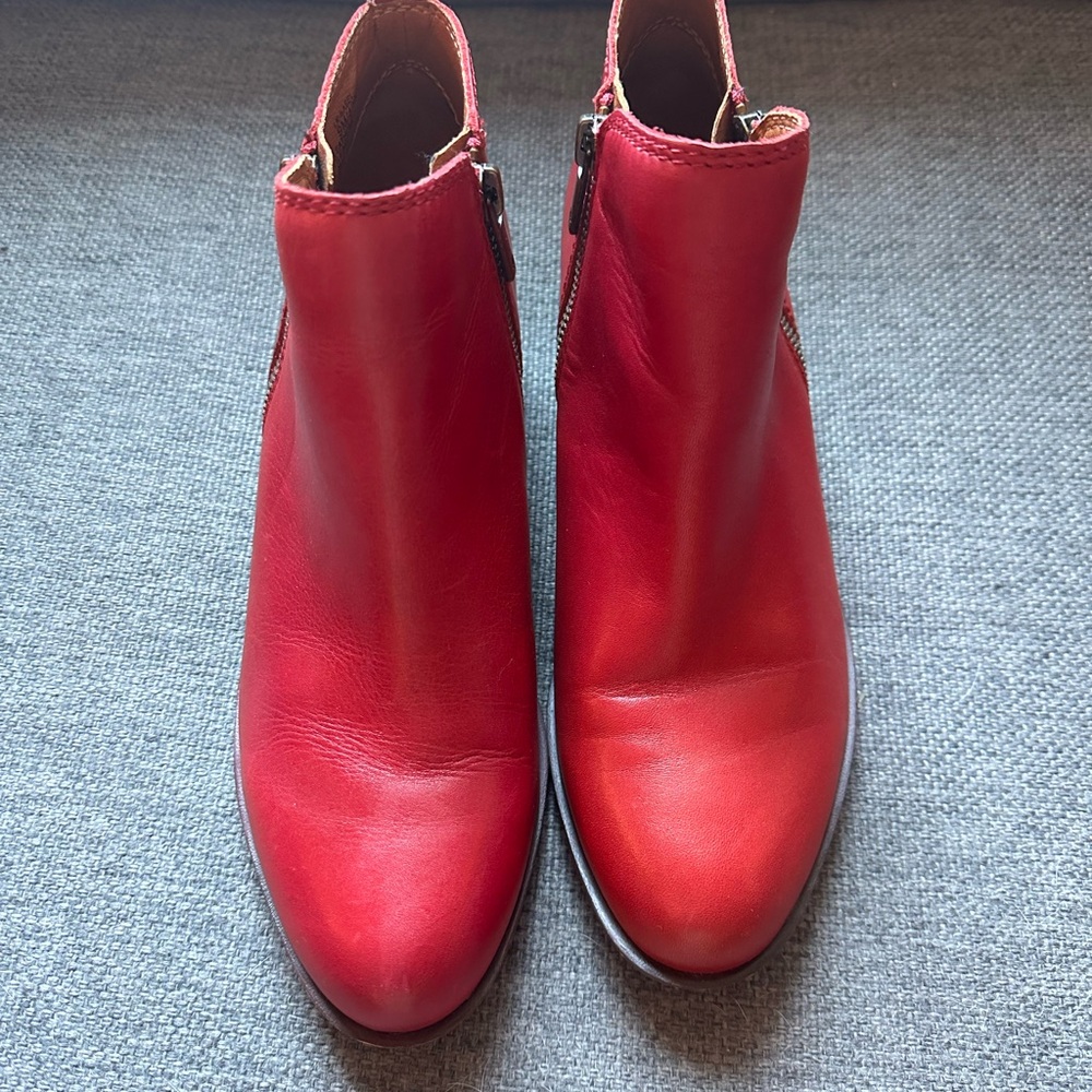 Lucky Brand Vibrant Red Ankle Booties